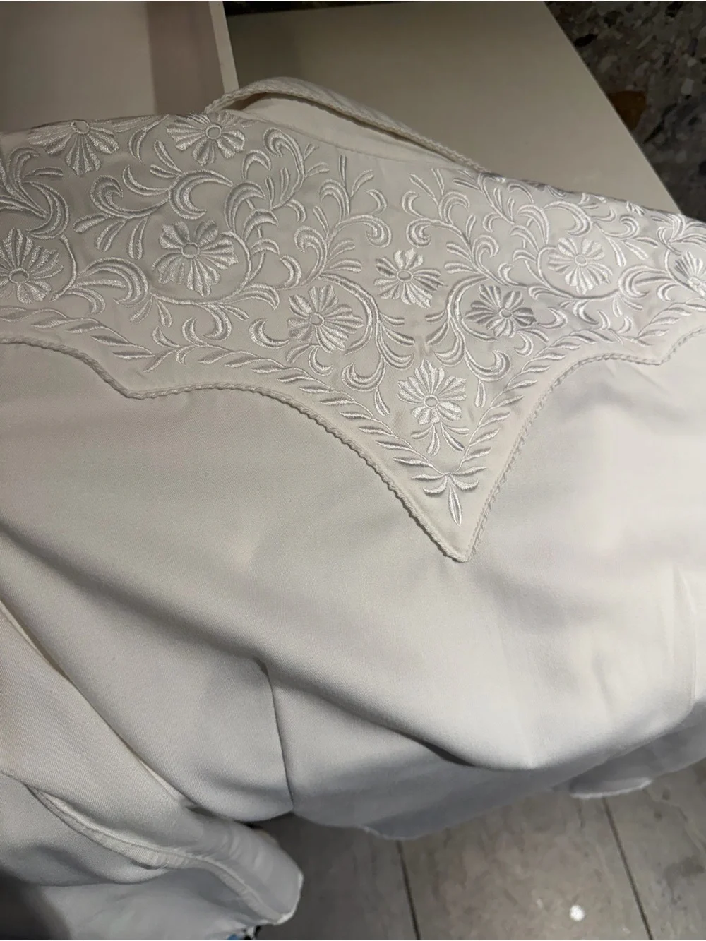 Vintage Panhandle Slim White Floral Embroidered Pearl Snap Shirt - Picture 15 of 15